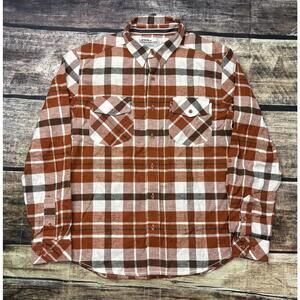 Levis Shirt Mens Large Flannel Pearl Snap Button Check Cotton Roll Tab Sleeve